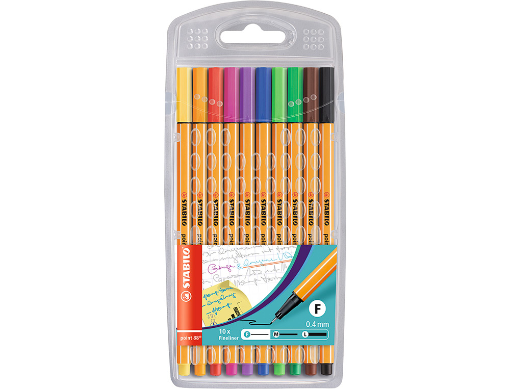 ROTULADOR STABILO PUNTA DE FIBRA POINT 88 ESTUCHE DE 10 UNIDADES COLORES SURTIDOS