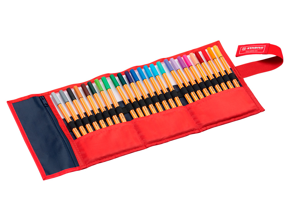 ROTULADOR STABILO PUNTA DE FIBRA POINT 88 ESTUCHE ROLLERSET DE 25 COLORES SURTIDOS