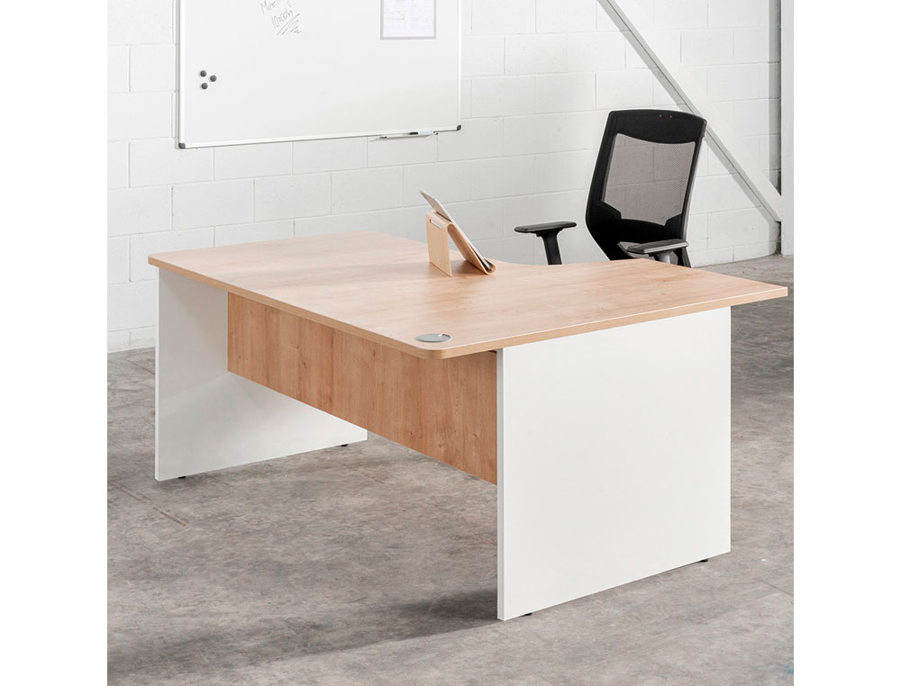 MESA ROCADA SERIE WORK 160X120 CM DERECHA ACABADO AN04 GRIS/BLANCO