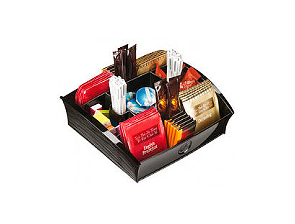 BANDEJA ORGANIZADORA CEP CON 11 COMPARTIMENTOS POLIESTIRENO COLOR NEGRO ESPECIAL PARA SNACKS