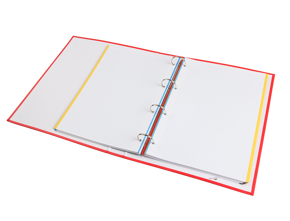 CARPETA CON RECAMBIO LIDERPAPEL A4 CUADRO 5 MM 120 HOJAS 80 G FORRADA 4 ANILLAS 40 MM REDONDAS