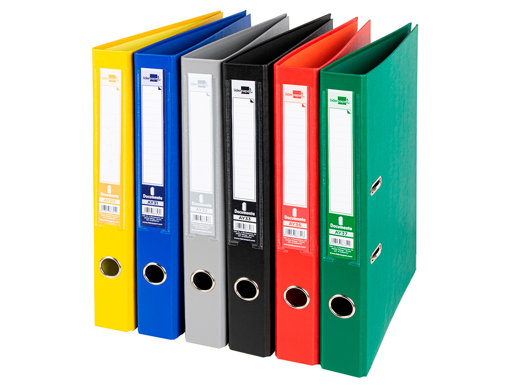 ARCHIVADOR DE PALANCA LIDERPAPEL FOLIO DOCUMENTA FORRADO PVC CON RADO LOMO 52 MM COLORES SURTIDOS CLASSIC