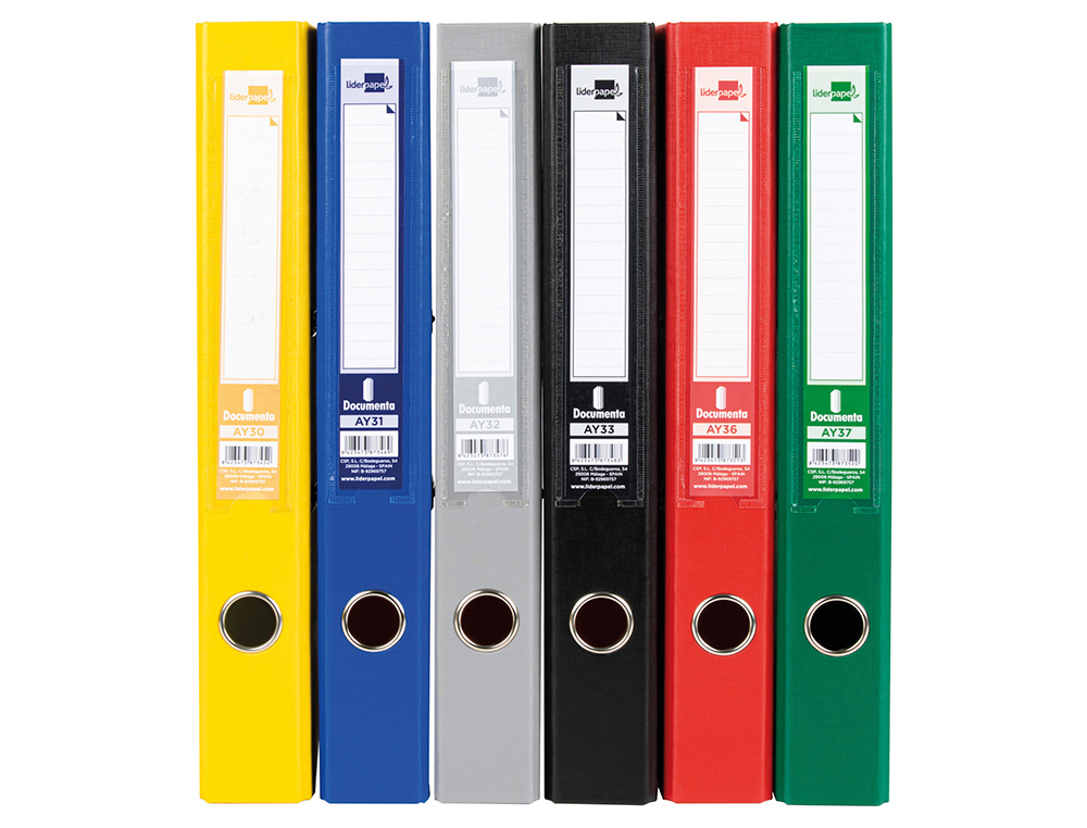 ARCHIVADOR DE PALANCA LIDERPAPEL FOLIO DOCUMENTA FORRADO PVC CON RADO LOMO 52 MM COLORES SURTIDOS CLASSIC