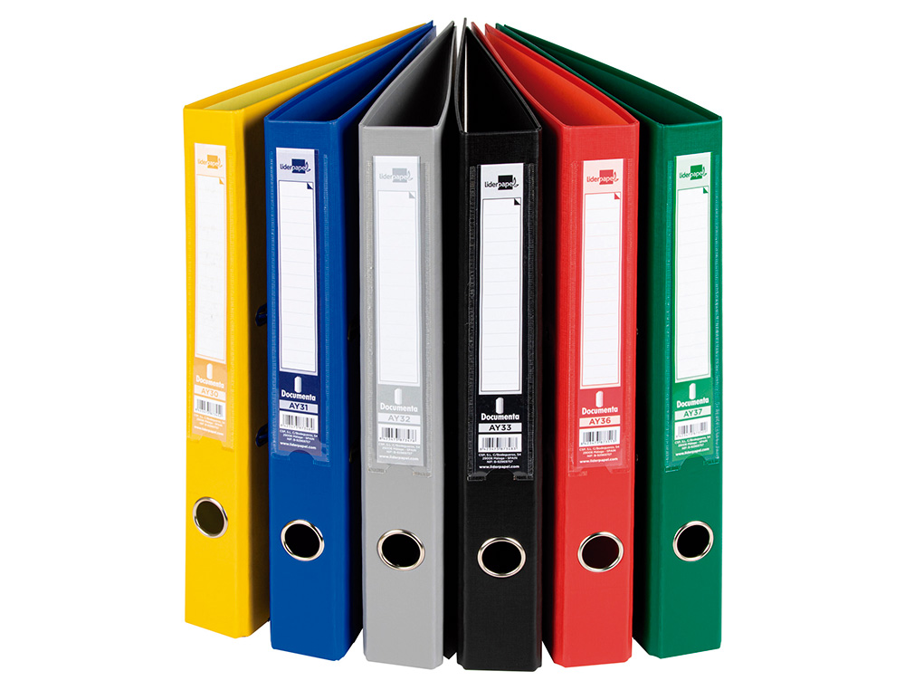ARCHIVADOR DE PALANCA LIDERPAPEL FOLIO DOCUMENTA FORRADO PVC CON RADO LOMO 52 MM COLORES SURTIDOS CLASSIC