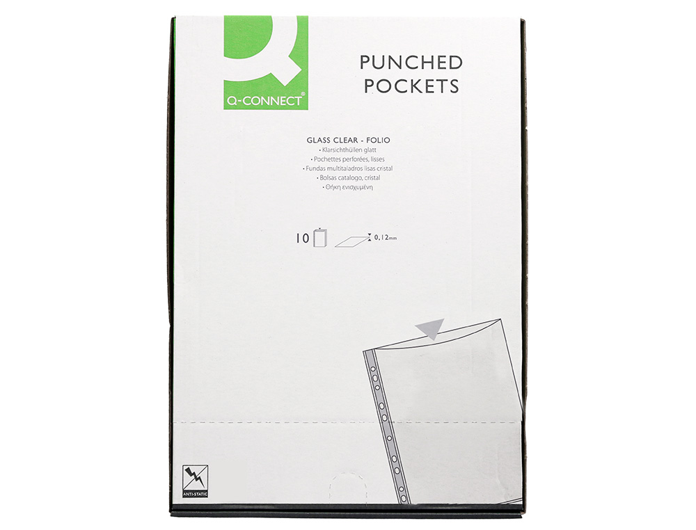 FUNDA MULTITALADRO Q-CONNECT FOLIO 120 MC CRISTAL BOLSA DE 10 UNIDADES