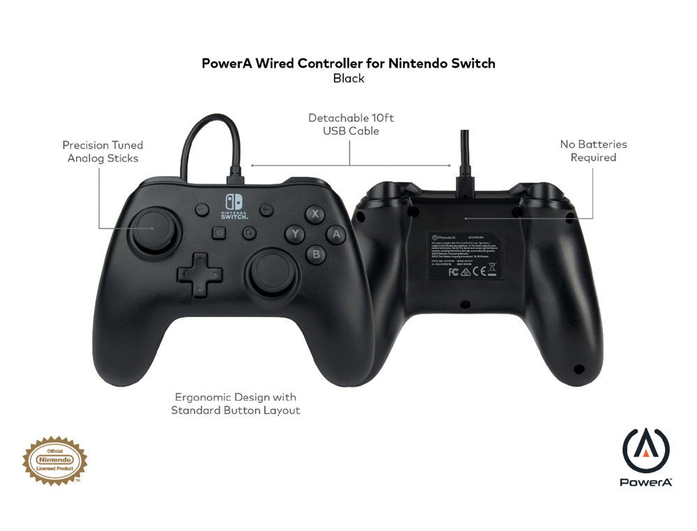 MANDO POWER A CON CABLE PARA NINTENDO SWITCH NEGRO