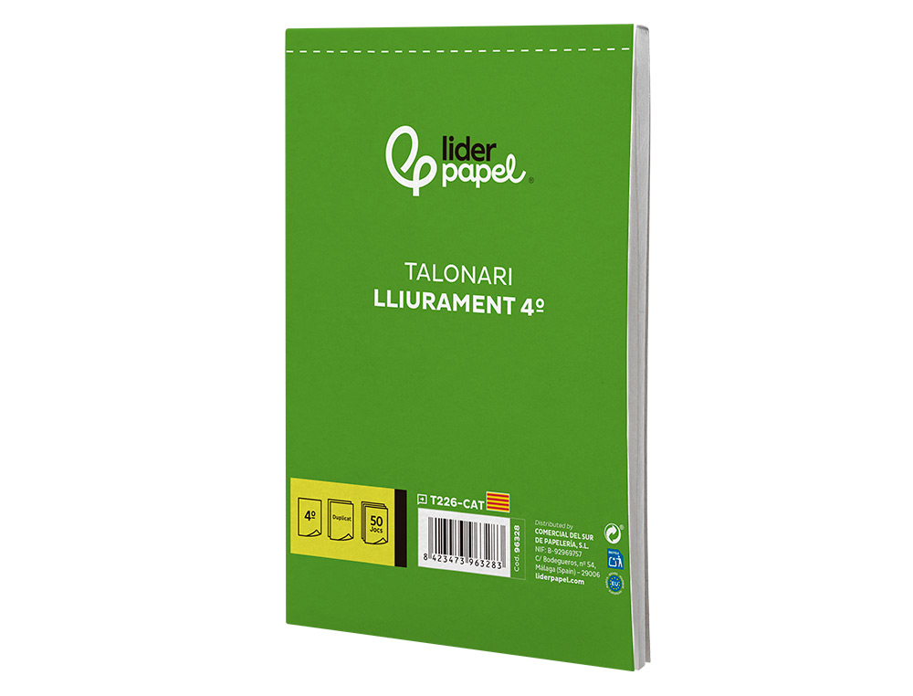 TALONARIO LIDERPAPEL ENTREGAS CUARTO ORIGINAL Y COPIA T226 TEXTO EN CATALAN