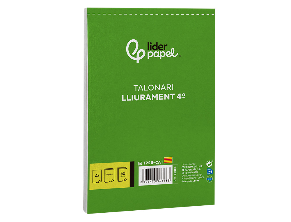 TALONARIO LIDERPAPEL ENTREGAS CUARTO ORIGINAL Y COPIA T226 TEXTO EN CATALAN