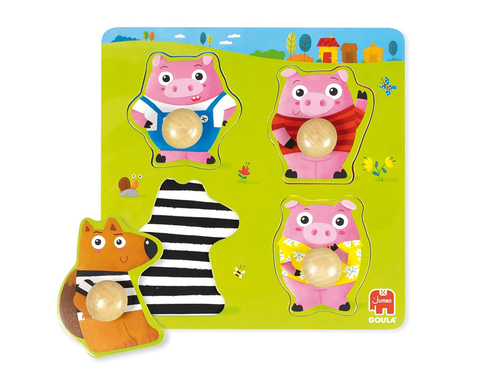 PUZLE GOULA MADERA 4 PIEZAS LOS 3 CERDITOS