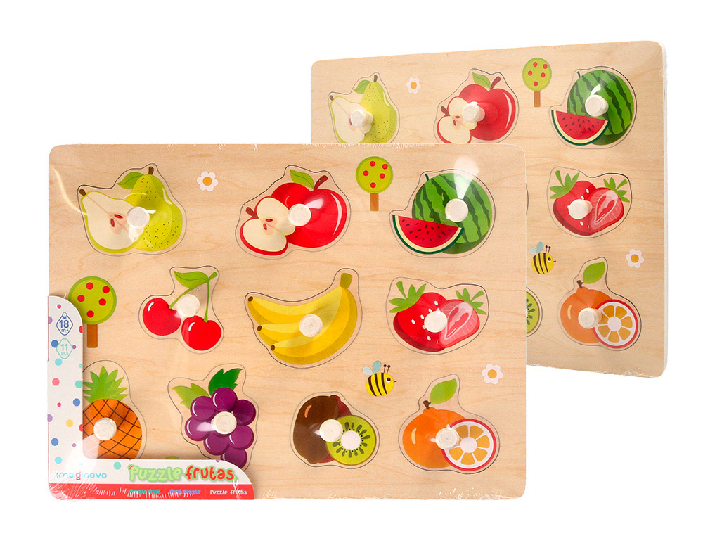 PUZLE INFANTIL IMAGINOVO MADERA FRUTAS +18 MESES 10 PIEZAS 30X22,5X1,5CM
