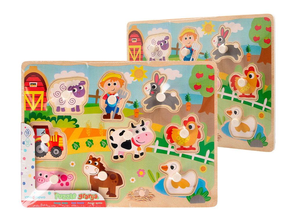 PUZLE INFANTIL IMAGINOVO MADERA GRANJA +18 MESES 9 PIEZAS 30X22,5X1,5CM