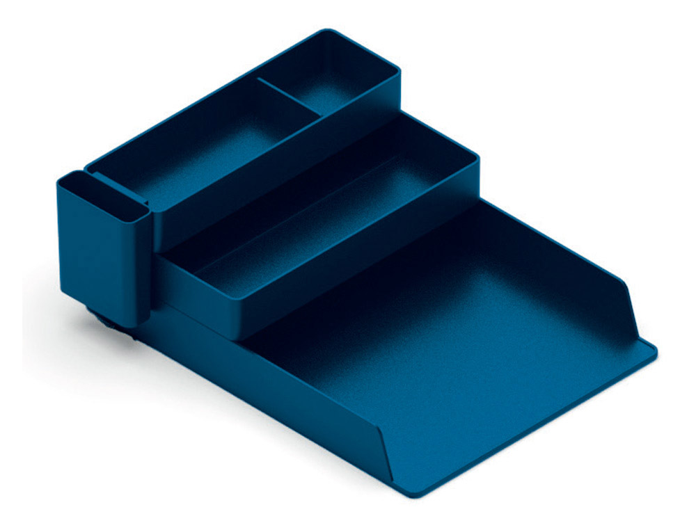 BANDEJA SOBREMESA PLASTICO Q-CONNECT ORGANIZADOR DE ESCRITORIO CON 4 DEPARTAMENTOS COLOR AZUL