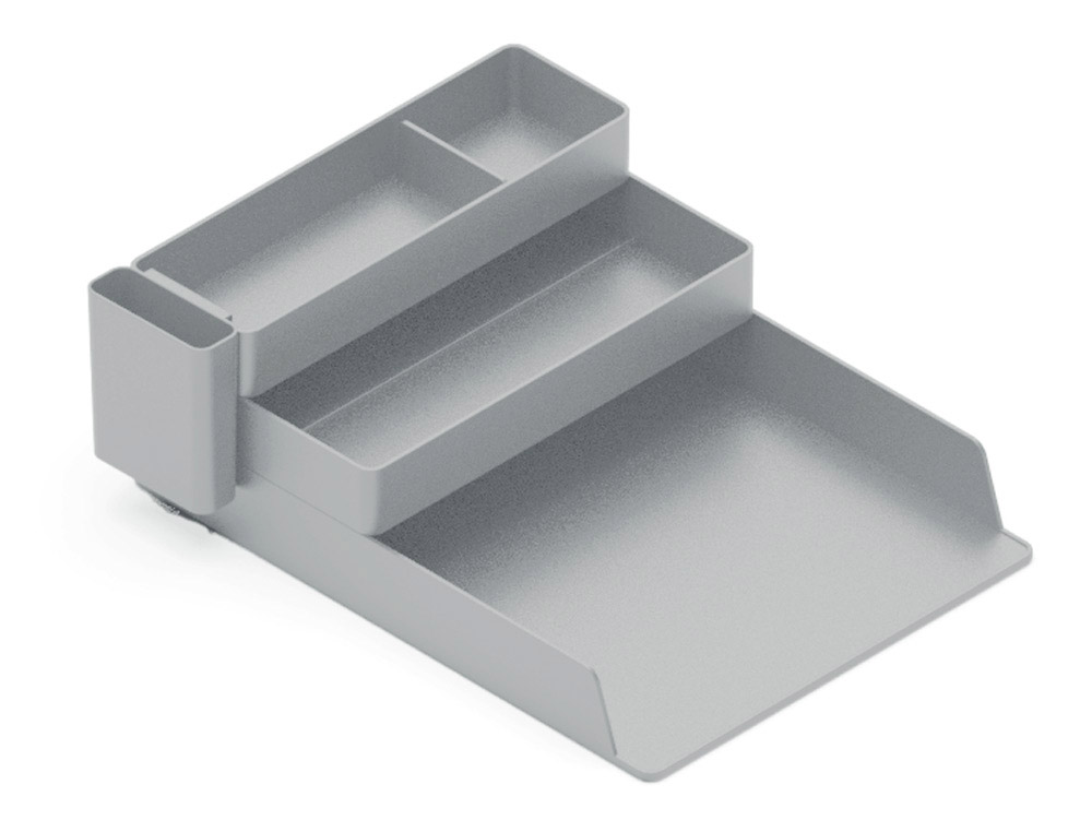 BANDEJA SOBREMESA PLASTICO Q-CONNECT ORGANIZADOR DE ESCRITORIO CON 4 DEPARTAMENTOS COLOR GRIS